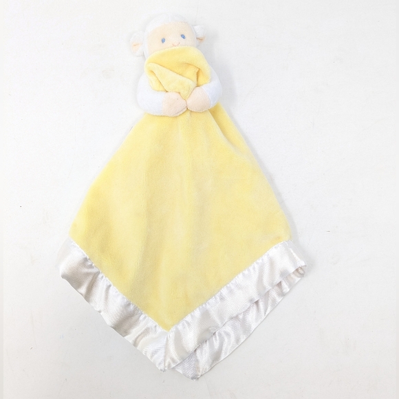 Baby Connection Plush Yellow Lamb Sheep 11" Lovey Security Blanket Satin Velour - Picture 1 of 6